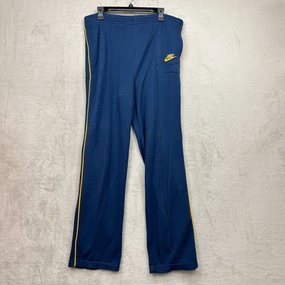 90s Y2K Vintage Nike Blue Gold Embroidered Swoosh Jogger Sweatpants Men Sz Large